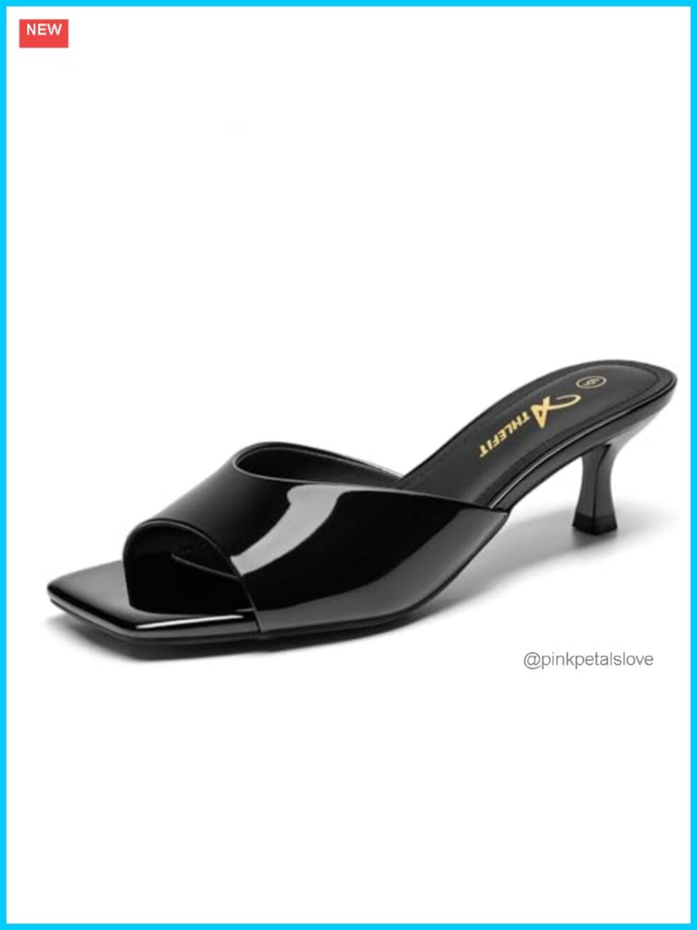 Kitten Heel Square Toe Slip On Heeled Sandals PU Comfort Party Office